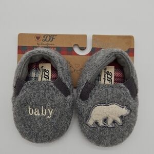 Dearfoams Gray Bear Baby Slippers